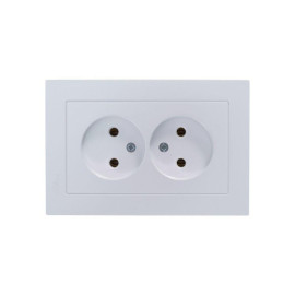 Розетка 2-м СП AtlasDesign 16А IP20 без заземл. в сборе жемчуж. SE ATN000420