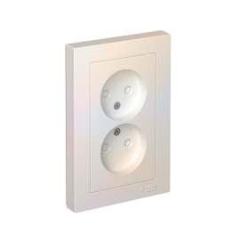 Розетка 2-м СП AtlasDesign 16А IP20 без заземл. защ. шторки в сборе жемчуж. SE ATN000422