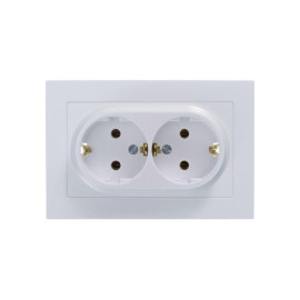 Розетка 2-м СП AtlasDesign 16А IP20 с заземл. в сборе жемчуж. SE ATN000424