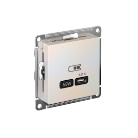Розетка USB AtlasDesign тип C 65Вт QC PD высокоскор. ЗУ механизм жемчуж. SE ATN000427