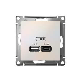 Розетка USB AtlasDesign тип A+C 5В/2.4А 2х5В/1.2А механизм жемчуж. SE ATN000439
