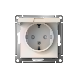 Розетка 1-м СП AtlasDesign 16А IP20 с заземл. защ. шторки с крышкой механизм жемчуж. SE ATN000446