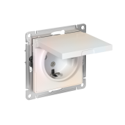 Розетка 1-м СП AtlasDesign 16А IP20 с заземл. защ. шторки с крышкой механизм жемчуж. SE ATN000446
