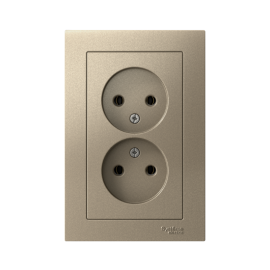 Розетка 2-м СП AtlasDesign 16А IP20 без заземл. в сборе шампань SE ATN000520
