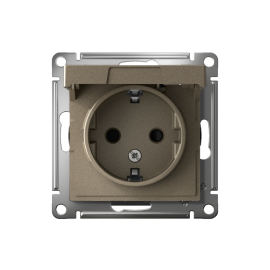 Розетка 1-м СП AtlasDesign 16А IP20 с заземл. защ. шторки с крышкой механизм шампань SE ATN000546