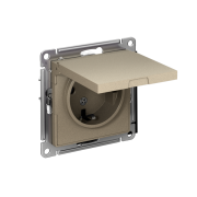 Розетка 1-м СП AtlasDesign 16А IP20 с заземл. защ. шторки с крышкой механизм шампань SE ATN000546