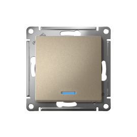 Переключатель проходной 1-кл. СП AtlasDesign 10А IP20 (сх. 6а) 10AX с подсветкой механизм шампань SE ATN000563