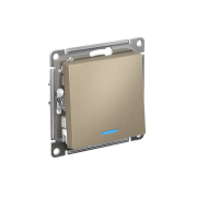 Переключатель проходной 1-кл. СП AtlasDesign 10А IP20 (сх. 6а) 10AX с подсветкой механизм шампань SE ATN000563