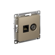 Розетка компьютерная + телевизионная 2-м СП AtlasDesign RJ45 кат.5E + TV механизм шампань SE ATN000589