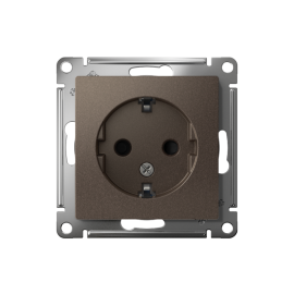 Розетка 1-м СП AtlasDesign 16А IP20 с заземл. защ. шторки механизм мокко SE ATN000645