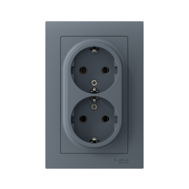 Розетка 2-м СП AtlasDesign 16А IP20 с заземл. в сборе грифель SE ATN000724