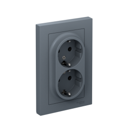 Розетка 2-м СП AtlasDesign 16А IP20 с заземл. в сборе грифель SE ATN000724