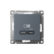 Розетка USB AtlasDesign тип C 65Вт QC PD высокоскор. ЗУ механизм грифель SE ATN000727