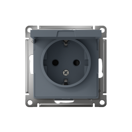 Розетка 1-м СП AtlasDesign 16А IP20 с заземл. защ. шторки с крышкой механизм грифель SE ATN000746