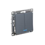 Выключатель 2-кл. СП AtlasDesign 10А IP20 (сх. 5а) 10AX с подсветкой механизм грифель SE ATN000753