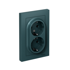 Розетка 2-м СП AtlasDesign 16А IP20 с заземл. в сборе изумруд SE ATN000824