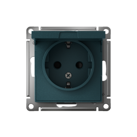 Розетка 1-м СП AtlasDesign 16А IP20 с заземл. защ. шторки с крышкой механизм изумруд SE ATN000846