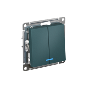 Выключатель 2-кл. СП AtlasDesign 10А IP20 (сх. 5а) 10AX с подсветкой механизм изумруд SE ATN000853