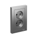 Розетка 2-м СП AtlasDesign 16А IP20 без заземл. в сборе сталь SE ATN000920