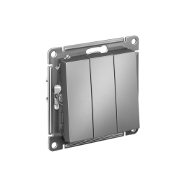 Выключатель 3-кл. СП AtlasDesign 10А IP20 (сх. 1+1+1) 10AX механизм сталь SE ATN000931