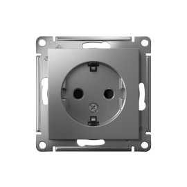 Розетка 1-м СП AtlasDesign 16А IP20 с заземл. защ. шторки механизм сталь SE ATN000945