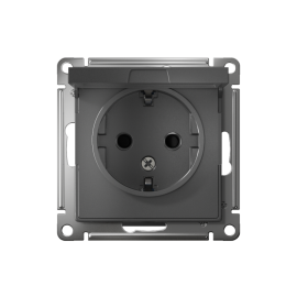 Розетка 1-м СП AtlasDesign 16А IP20 с заземл. защ. шторки с крышкой механизм сталь SE ATN000946
