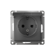 Розетка 1-м СП AtlasDesign 16А IP20 с заземл. защ. шторки с крышкой механизм сталь SE ATN000946