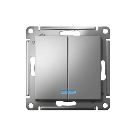 Выключатель 2-кл. СП AtlasDesign 10А IP20 (сх. 5а) 10AX с подсветкой механизм сталь SE ATN000953