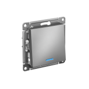 Переключатель проходной 1-кл. СП AtlasDesign 10А IP20 (сх. 6а) 10AX с подсветкой механизм сталь SE ATN000963