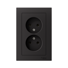 Розетка 2-м СП AtlasDesign 16А IP20 без заземл. в сборе карбон SE ATN001020