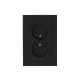 Розетка 2-м СП AtlasDesign 16А IP20 без заземл. в сборе карбон SE ATN001020