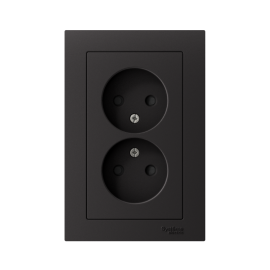 Розетка 2-м СП AtlasDesign 16А IP20 без заземл. защ. шторки в сборе карбон SE ATN001022