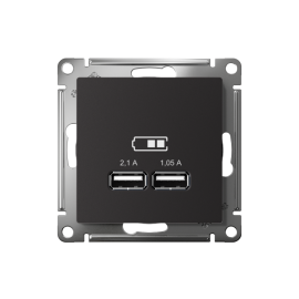 Розетка USB AtlasDesign тип A+A 5В 1х2.1А 2х1.05А механизм карбон SE ATN001033