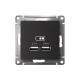 Розетка USB AtlasDesign тип A+A 5В 1х2.1А 2х1.05А механизм карбон SE ATN001033