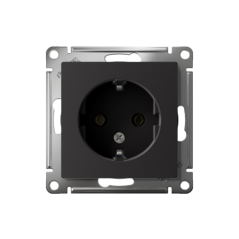 Розетка 1-м СП AtlasDesign 16А IP20 с заземл. механизм карбон SE ATN001043