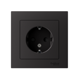 Розетка 1-м СП AtlasDesign 16А IP20 с заземл. защ. шторки в сборе карбон SE ATN001044