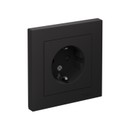 Розетка 1-м СП AtlasDesign 16А IP20 с заземл. защ. шторки в сборе карбон SE ATN001044