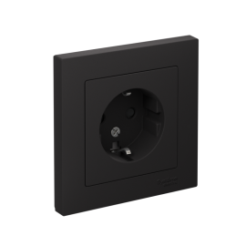 Розетка 1-м СП AtlasDesign 16А IP20 с заземл. защ. шторки в сборе карбон SE ATN001044