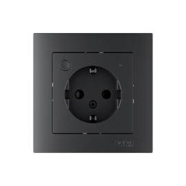 Розетка AtlasDesign Smart 16А L+N с заземл. защ. шторки Zigbee механизм карбон SE ATN001045Z