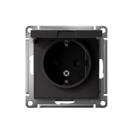 Розетка 1-м СП AtlasDesign 16А IP20 с заземл. защ. шторки с крышкой механизм карбон SE ATN001046