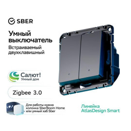 Выключатель 2-кл. AtlasDesign Smart 10А (сх. 5) L+N с подсветкой Zigbee механизм карбон SE ATN001053Z