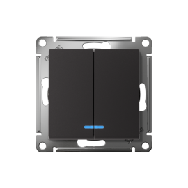 Выключатель 2-кл. СП AtlasDesign 10А IP20 (сх. 5а) 10AX с подсветкой механизм карбон SE ATN001053