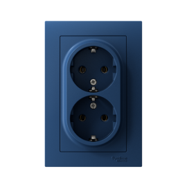 Розетка 2-м. AtlasDesign 16А с заземл. в сборе аквамарин SE ATN001124