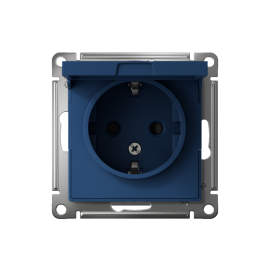 Розетка AtlasDesign 16А IP20 с заземл. защ. шторки с крышкой механизм аквамарин SE ATN001146