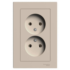 Розетка 2-м. AtlasDesign 16А без заземл. в сборе песочн. SE ATN001220