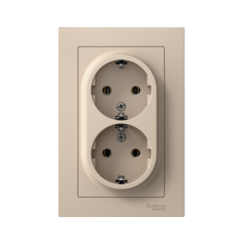 Розетка 2-м. AtlasDesign 16А с заземл. в сборе песочн. SE ATN001224