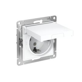 Розетка AtlasDesign 16А IP20 с заземл. защ. шторки с крышкой механизм лотос SE ATN001346