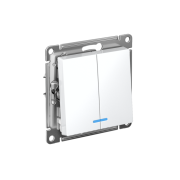 Выключатель 2-кл. AtlasDesign (сх. 5а) 10AX с подсветкой механизм лотос SE ATN001353