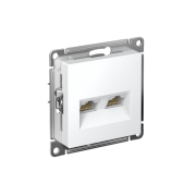 Розетка компьютерная 2-м AtlasDesign RJ45+RJ45 кат.5E механизм лотос SE ATN001385