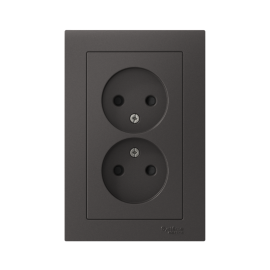 Розетка двойная AtlasDesign без заземл.16А в сборе базальт SE ATN001420